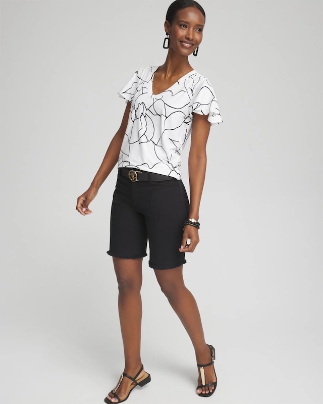 White Lines Flutter Sleeve Tee - image 2